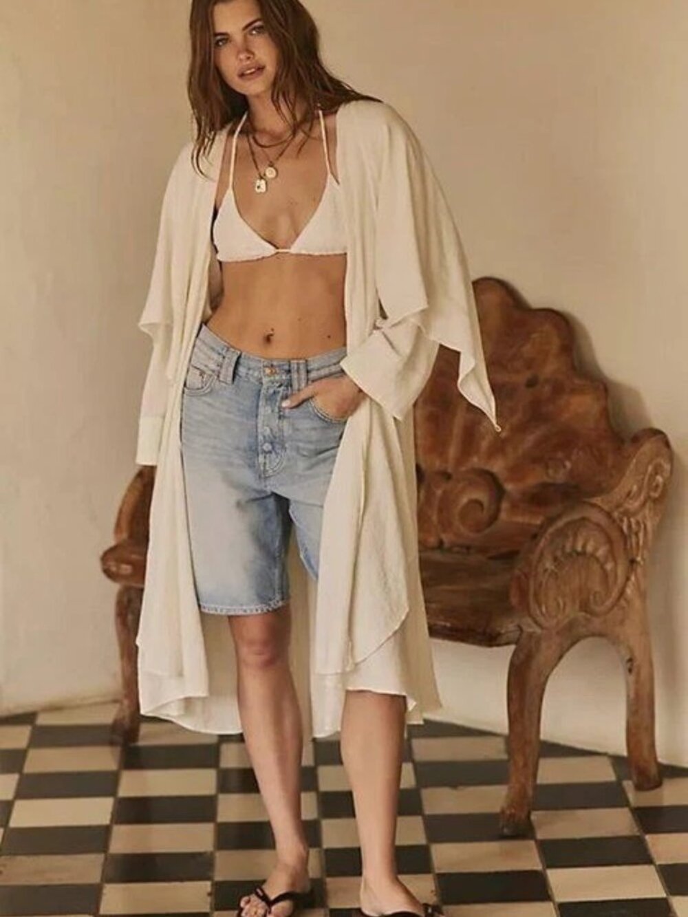 Free People Free-est Full Circle Coverup Robe Duster Maxi Top Cotton S 290444